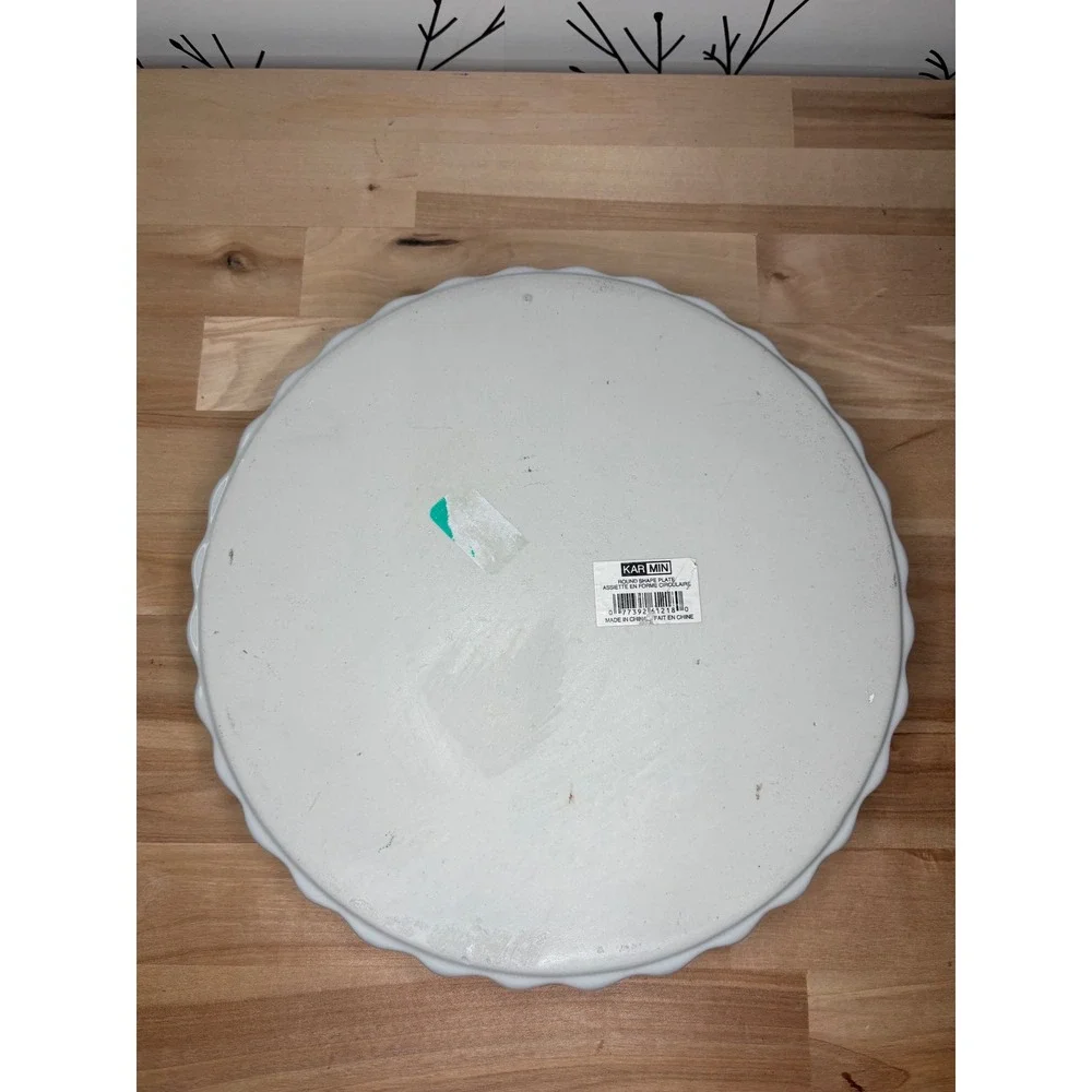 Kar Min Ceramic Quiche Tart Pan White Purple Grape Floral Fluted 9.5 Inch